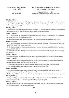 Kỳ thi chọn học sinh giỏi cấp tỉnh lớp 10 năm học 2013-2014 môn sinh học
